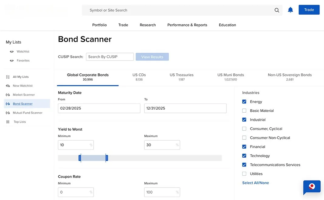 Bond Scanner Interface
